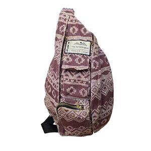 KAVU‎ Rope Bag Sling Backpack Burgundy Geometric Canvas Outdoor Sling Bag